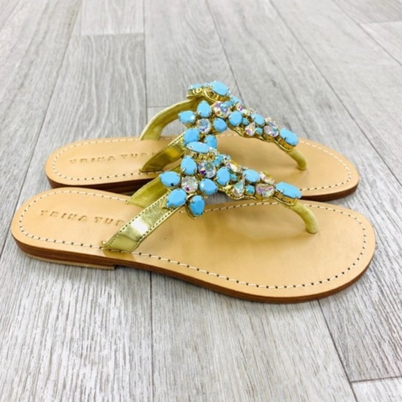 Turquoise Jeweled Mesa Sandal - Picture 2 of 5
